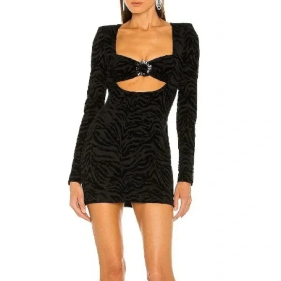 Dundas X Revolve Ramon mini dress black tiger size large - Picture 1 of 6